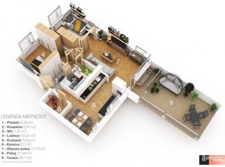 3d-layout.jpg | Prodej bytu, 3+1, 74 m²