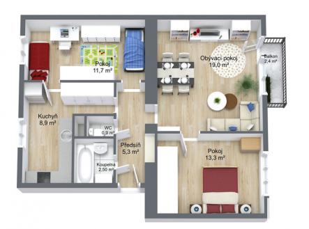Prodej bytu, 3+1, 61 m²
