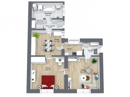 3D půdorys | Prodej - dům/vila, 70 m²