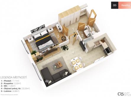 3d-layout.jpg | Prodej bytu, 2+kk, 44 m²