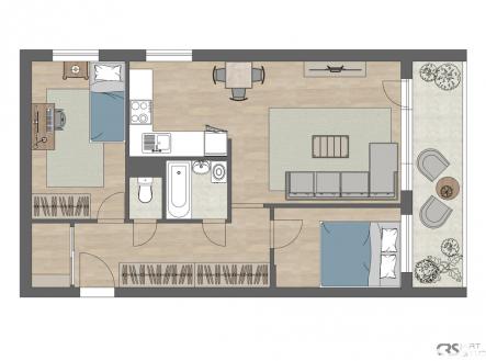 oprava-2d-layout-graficky.jpg | Prodej bytu, 3+kk, 64 m²