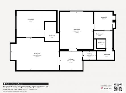 půdorys celého bytu | Prodej bytu, 3+kk, 81 m²