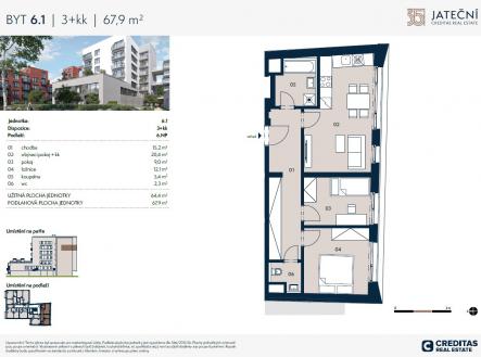 Prodej bytu, 3+kk, 68 m²
