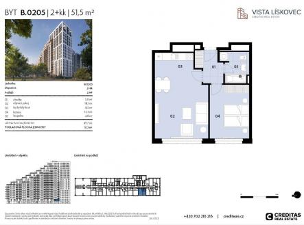 . | Prodej bytu, 2+kk, 52 m²