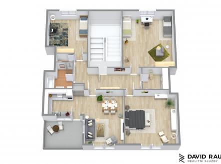 Floorplan letterhead - Byt_Výstavní - 1. Floor - 3D Floor Plan | Prodej bytu, 4+kk, 141 m²