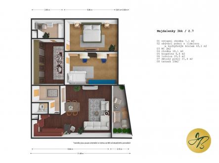 . | Prodej bytu, 3+kk, 117 m²