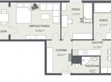 . | Prodej bytu, 3+1, 63 m²