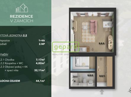 Prodej bytu, 1+kk, 44 m² obrázek