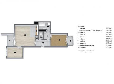 . | Pronájem bytu, 3+kk, 86 m²
