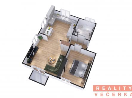 půdorys 1 | Prodej bytu, 2+1, 58 m²