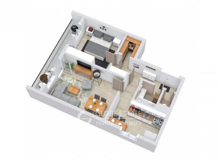 Floorplan letterhead - 020624 - 1. Floor - 3D Floor Plan | Prodej bytu, 2+1, 56 m²