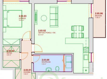 Pronájem bytu, 2+kk, 66 m²