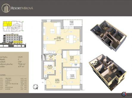 C105 | Prodej bytu, 3+kk, 80 m²
