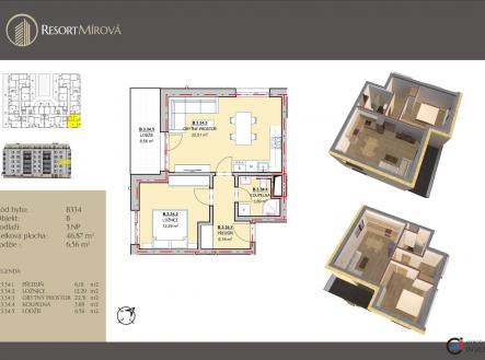 B334 | Prodej bytu, 2+kk, 53 m²