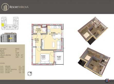 B342 | Prodej bytu, 2+kk, 42 m²
