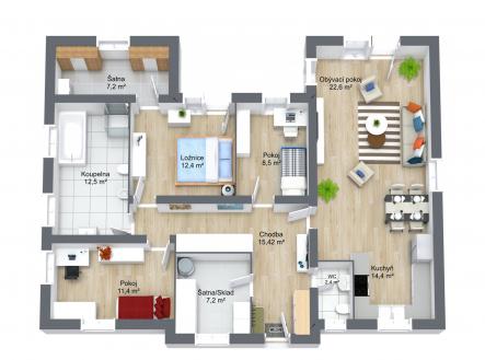 3D půdorys | Prodej - dům/vila, 114 m²