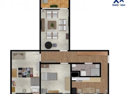 Půdorys | Pronájem bytu, 3+1, 73 m²