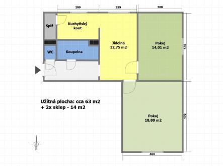 Projekt | Prodej bytu, 3+kk, 63 m²
