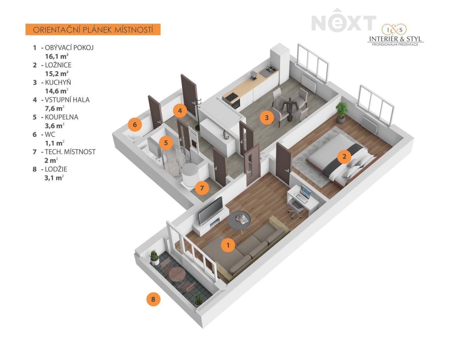 Prodej byt 2+1, 60㎡