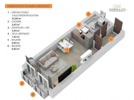 . | Pronájem bytu, 1+kk, 33 m²