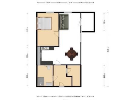 . | Pronájem bytu, 2+kk, 59 m²