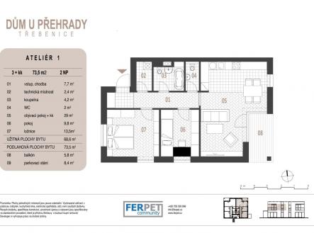 . | Prodej bytu, 3+kk, 74 m²