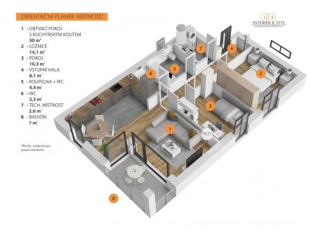 . | Prodej bytu, 3+kk, 74 m²