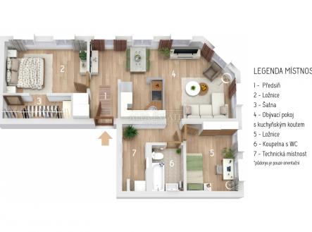 Půdorys | Prodej bytu, 3+kk, 75 m²