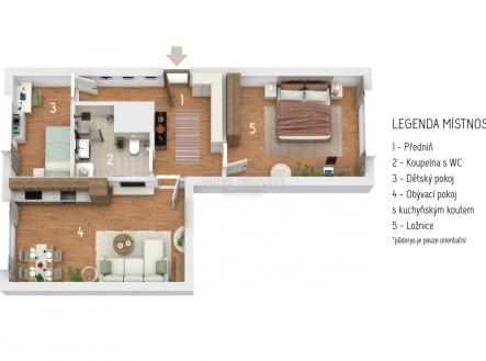 Půdorys | Prodej bytu, 3+kk, 61 m²