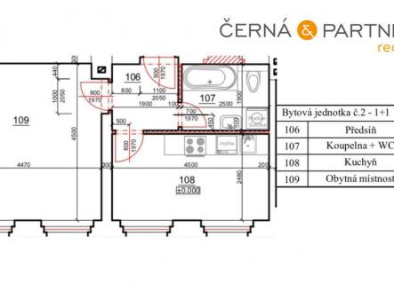 Vmna (m2).jpg | Pronájem bytu, 1+1, 40 m²