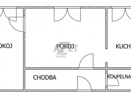 Aloise Gavlase 2+1 půdorys.jpg | Pronájem bytu, 2+1, 44 m²