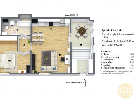 byt 1.1-L.jpg | Prodej bytu, 3+kk, 78 m²