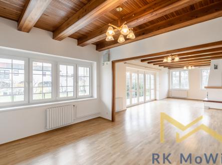 Obývací pokoj s krbem | Pronájem - dům/vila, 350 m²