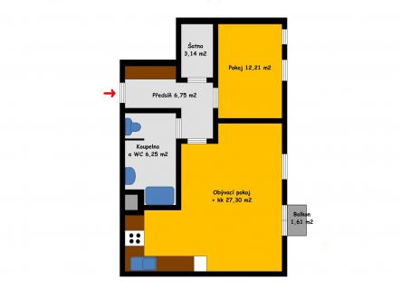 Pronájem bytu, 2+kk, 57 m² obrázek