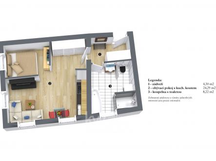 půdorys byt 3 | Prodej bytu, 1+kk, 36 m²