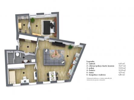 půdorys byt 4 | Prodej bytu, 3+kk, 78 m²