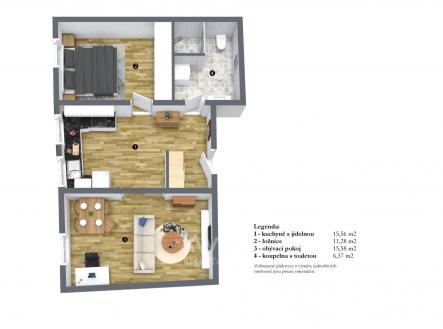 půdorys byt 6 | Prodej bytu, 2+1, 48 m²