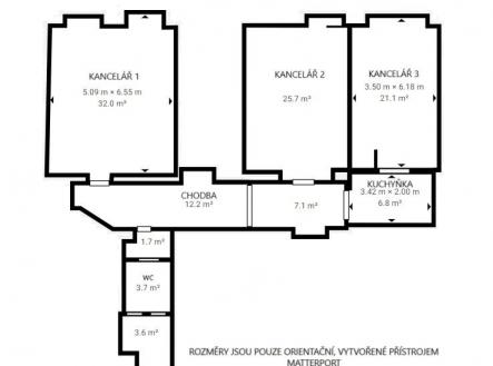 Plán bytu Vítkova 1 | Pronájem - kanceláře, 80 m²