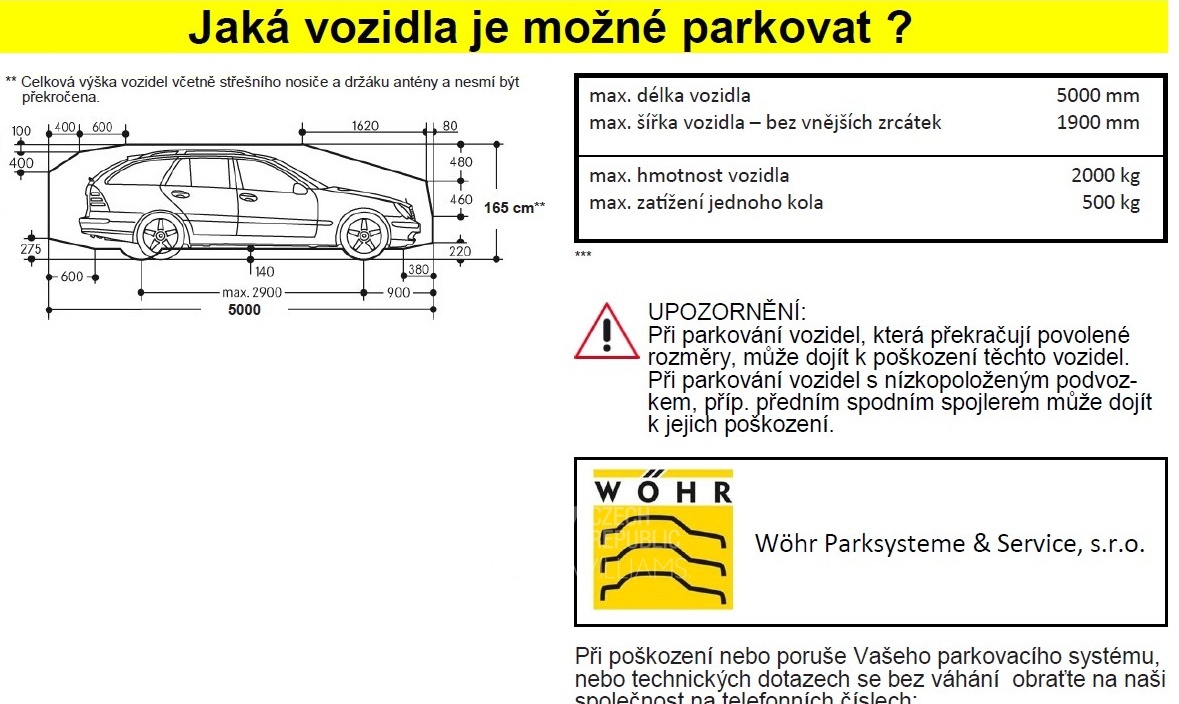 parkovací stání rozměry