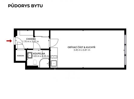 půdorys 1+kk Freyova | Pronájem bytu, 1+kk, 32 m²