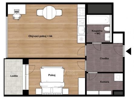 Byt 2+kk, ul. Zimova - Vrzáková & Boháč | Pronájem bytu, 2+kk, 58 m²