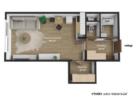 3D | Prodej bytu, 1+kk, 29 m²