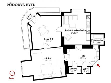 Půdorys | Prodej bytu, 3+kk, 103 m²