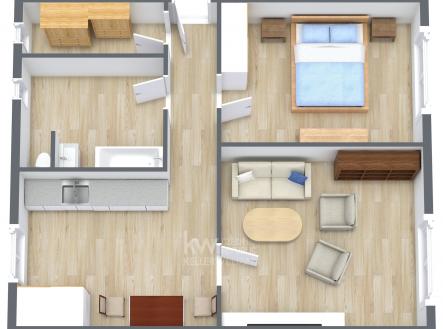 RoomSketcher 3D Floor Plan | Pronájem bytu, 2+1, 66 m²