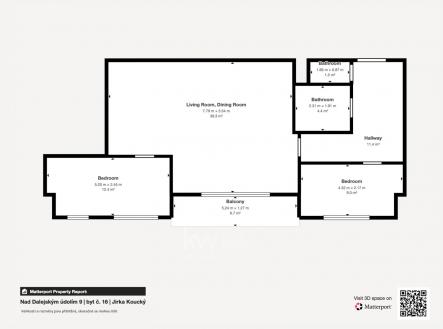 Rozměry jsou pouze orientační, od reality se mohou lišit-8 | Pronájem bytu, 3+kk, 88 m²