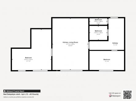 Půdorys | Pronájem bytu, 3+kk, 87 m²