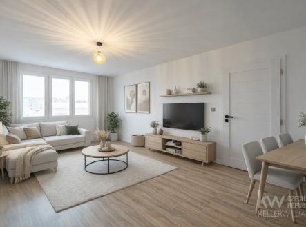 Vizualizace obývacího pokoje | Prodej bytu, 2+1, 58 m²