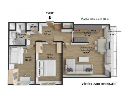 5 | Pronájem bytu, 3+kk, 72 m²