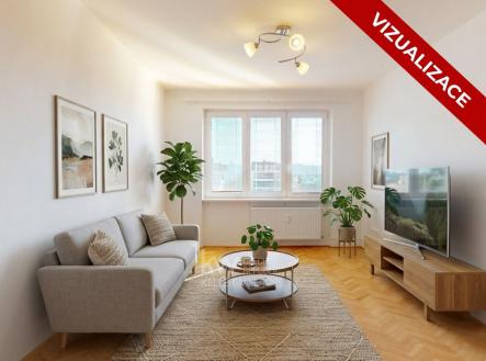 vizualizace obývací pokoj | Pronájem bytu, 2+1, 54 m²