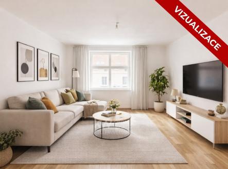 Vizualizace obývací pokoj | Pronájem bytu, 2+1, 65 m²